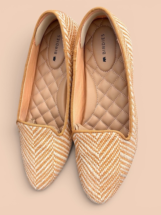 Birdies Shoes - Birdies The Blackbird Loafer in Honey Herringbone Raffa Sz 6 Knot Slip On Flat